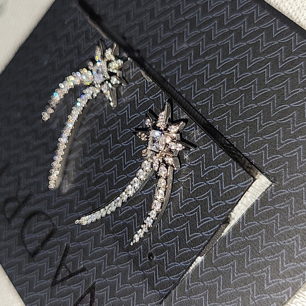 Nadri Starlit Star CZ Climber Earrings - Picture 9 of 10